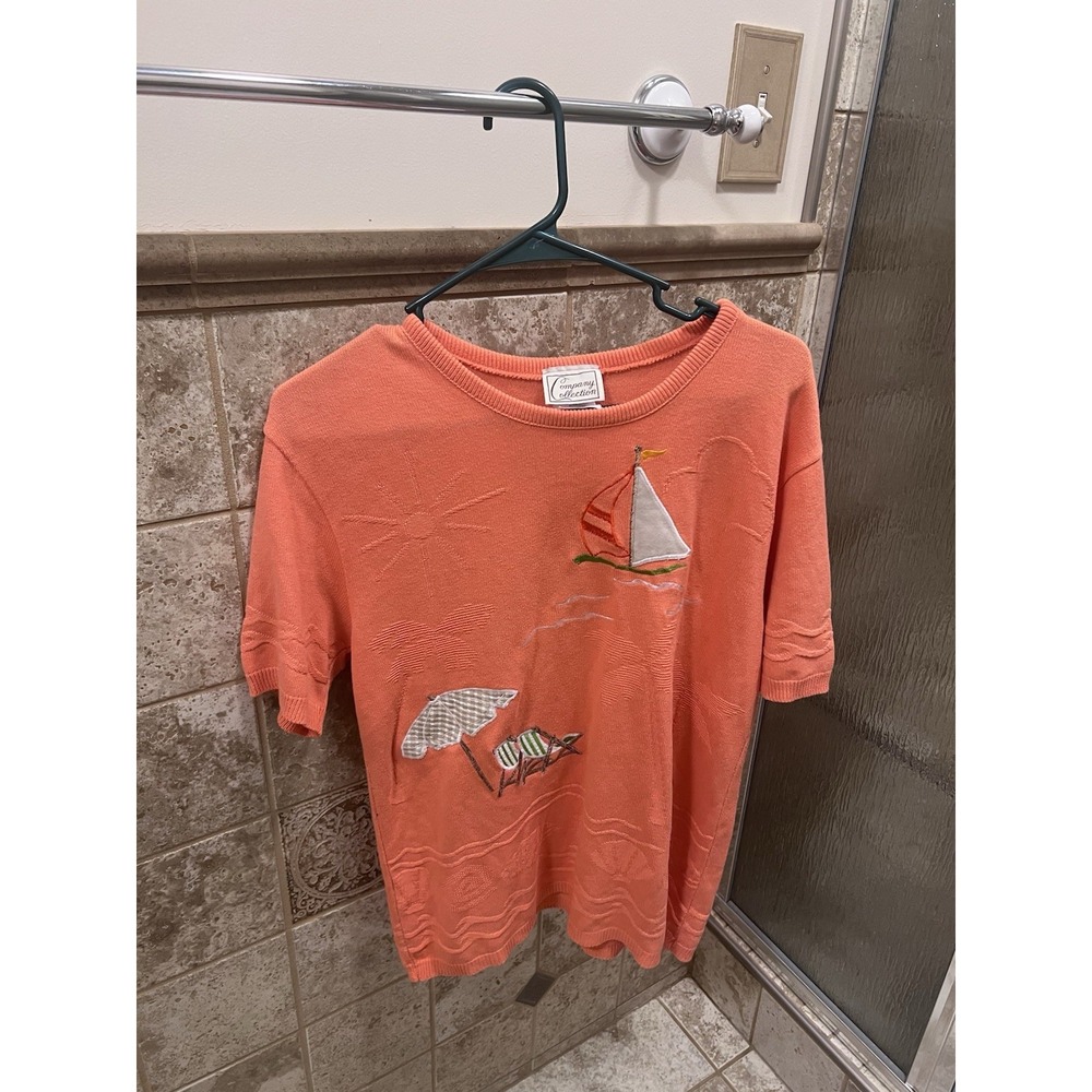 Company Collection Sweater Women Pullover Short Sleeve Size Medium Peach Beach